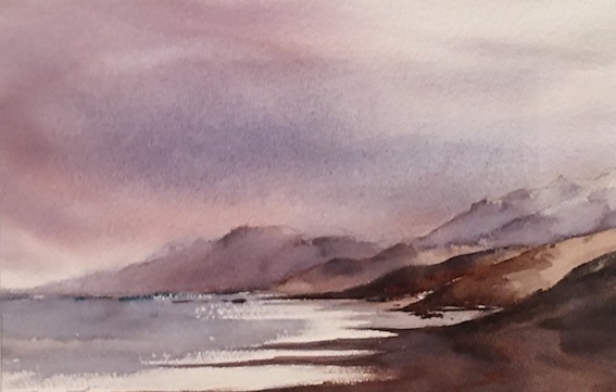 Bernadette Parsons| Kaikoura | watercolour |23 x 35cm | McATamney Gallery and Design Store | Geraldine NZ